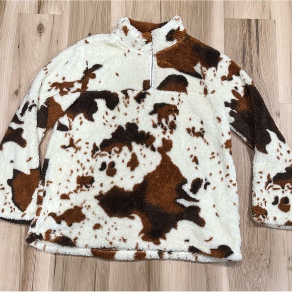 Highland Cow Sherpa Pullover Jacket Sweater Women’s XL - Picture 1 of 2